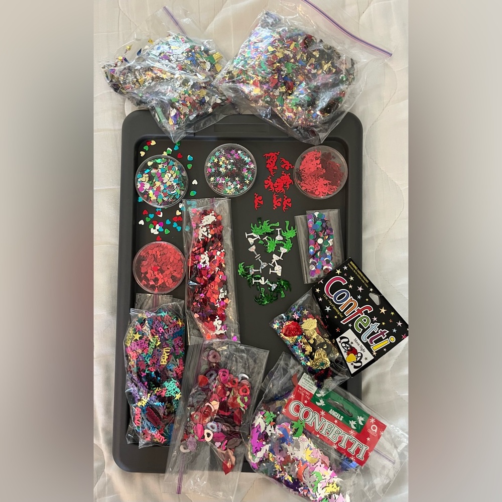 Confetti Galore! Lot of Miscellaneous Colorful Confetti 
(Bin 1)